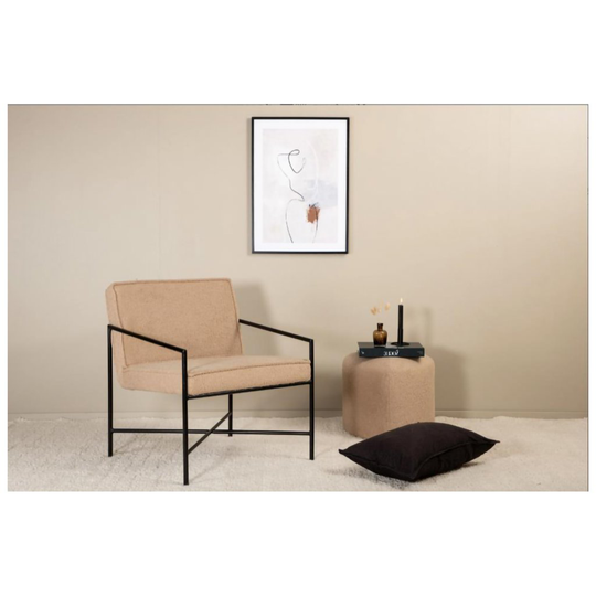 Fåtölj Rakel - Beige/Svart - Teddytyg/Järn