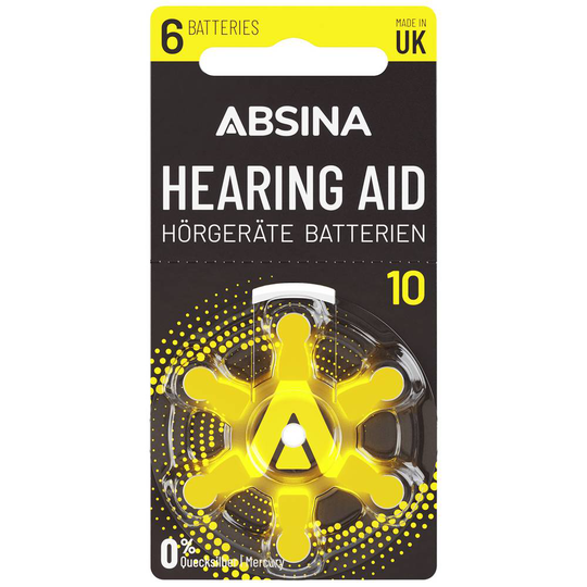Absina PR70 Hörapparatbatterier ZA 10 Zink-luft 1.4 V 6 st