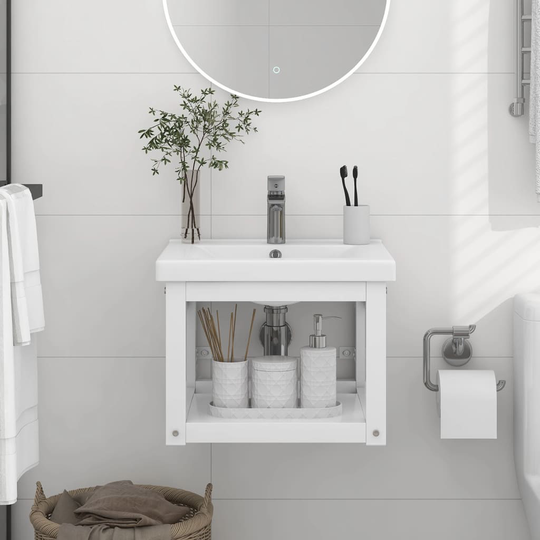 Väggmonterad ram för tvättställ vit 40x38x31 cm järn