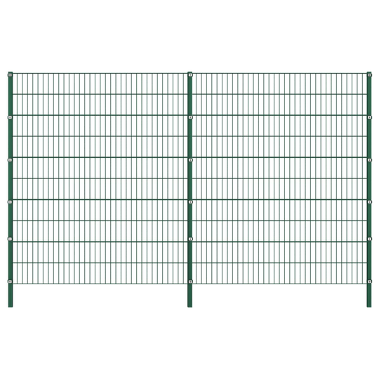 vidaXL Stängselpanel med stolpar järn 3,4x2 m grön