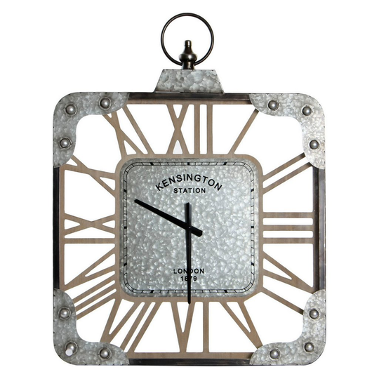 Väggklocka DKD Home Decor Silvrig Järn Trä MDF