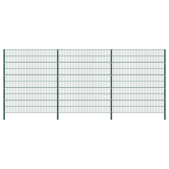vidaXL Stängselpanel med stolpar järn 5,1x2 m grön