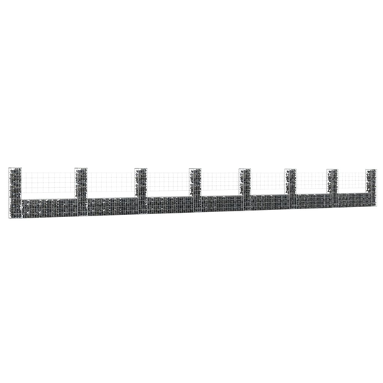 U-formad gabionkorg med 8 stolpar järn 860x20x100 cm