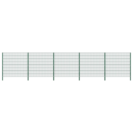 vidaXL Stängselpanel med stolpar järn 8,5x1,6 m grön