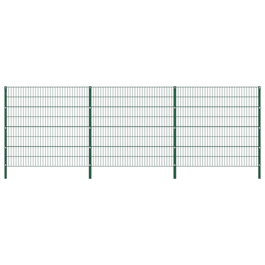 vidaXL Stängselpanel med stolpar järn 5,1x1,6 m grön