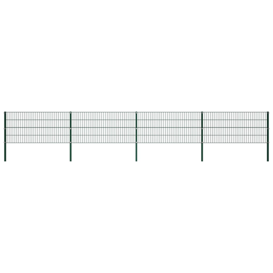 vidaXL Stängselpanel med stolpar järn 6,8x0,8 m grön