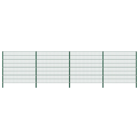 Stängselpanel med stolpar järn 6,8x1,6 m grön