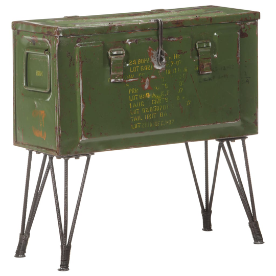 vidaXL Förvaringskista militärstil 68x24x66 cm järn