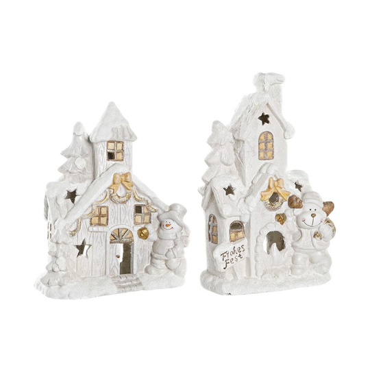 Julgranskula DKD Home Decor Hus Snöfall Magnesium
