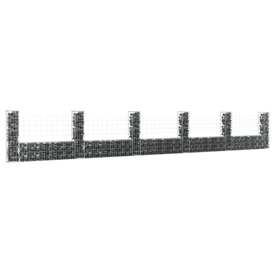 U-formad gabionkorg med 6 stolpar järn 620x20x100 cm