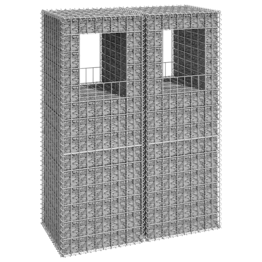 Gabionkorgar 2 st stolpformade 50x50x140 cm järn