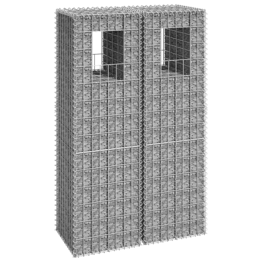 Gabionkorgar 2 st stolpformade 40x40x140 cm järn