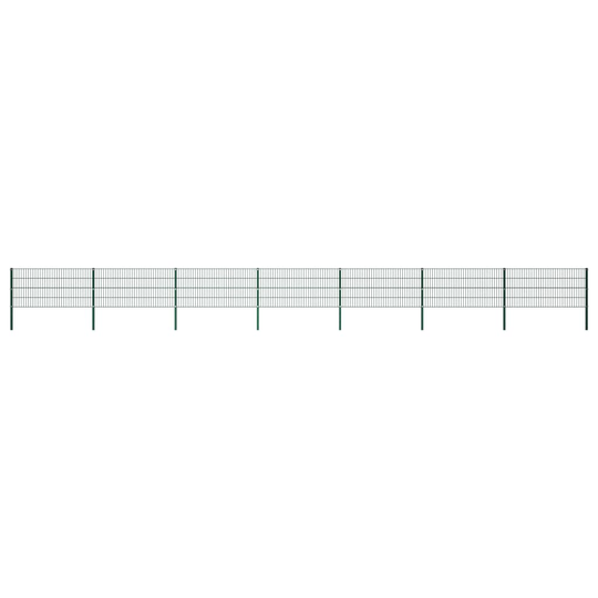 vidaXL Stängselpanel med stolpar järn 11,9x0,8 m grön