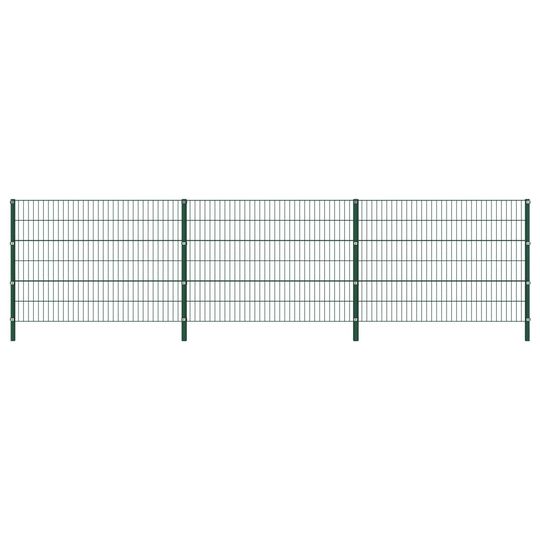 Stängselpanel med stolpar järn 5,1x1,2 m grön