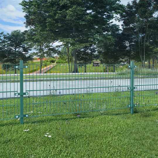 Stängselpanel med stolpar pulverlackerat järn 6x0,8 m grön