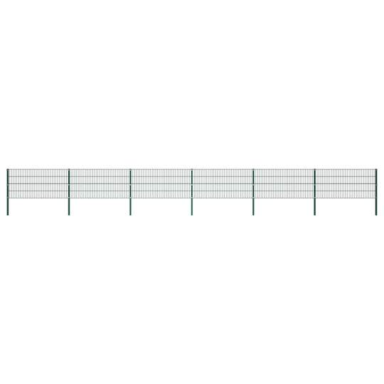 vidaXL Stängselpanel med stolpar järn 10,2x0,8 m grön