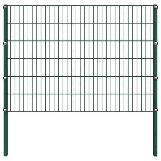 vidaXL Stängselpanel med stolpar järn 1,7x1,2 m grön