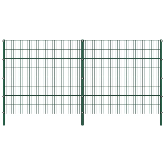 Stängselpanel med stolpar järn 3,4x1,6 m grön