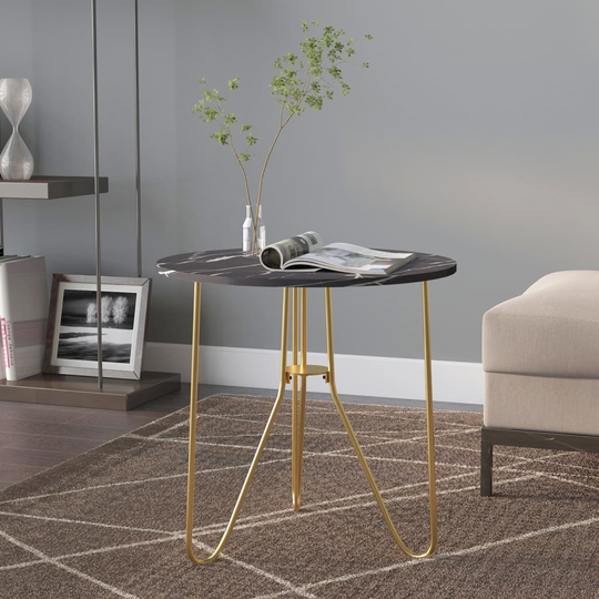 Tebord guld och svart 48 cm MDF och järn