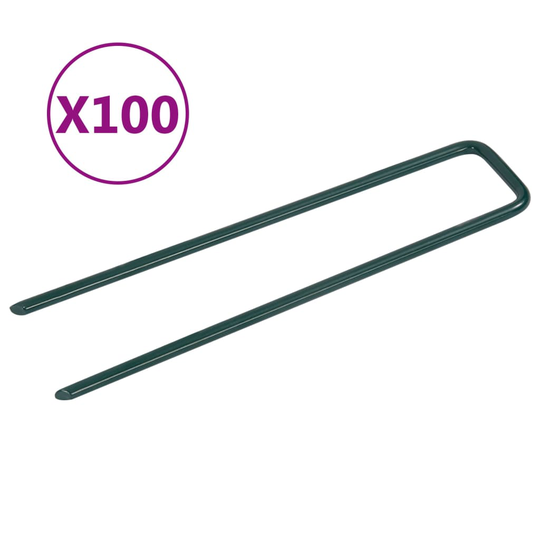 vidaXL Spikar för konstgräs 100 st U-formad järn