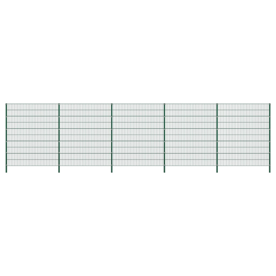 Stängselpanel med stolpar järn 8,5x2 m grön