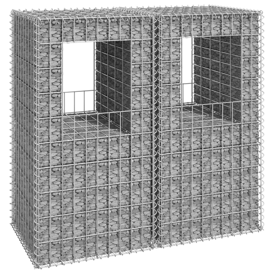 Gabionkorgar 2 st stolpformade 50x50x100 cm järn