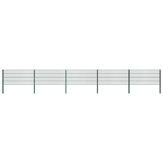 vidaXL Stängselpanel med stolpar järn 8,5x0,8 m grön