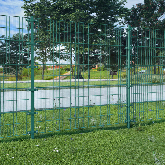 Stängselpanel med stolpar pulverlackerat järn 6x2 m grön
