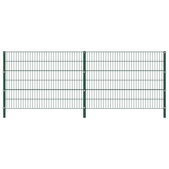 Stängselpanel med stolpar järn 3,4x1,2 m grön