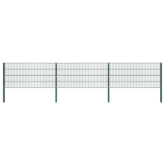 Stängselpanel med stolpar järn 5,1x0,8 m grön
