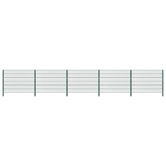 vidaXL Stängselpanel med stolpar järn 8,5x1,2 m grön