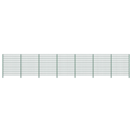 Stängselpanel med stolpar järn 11,9x2 m grön