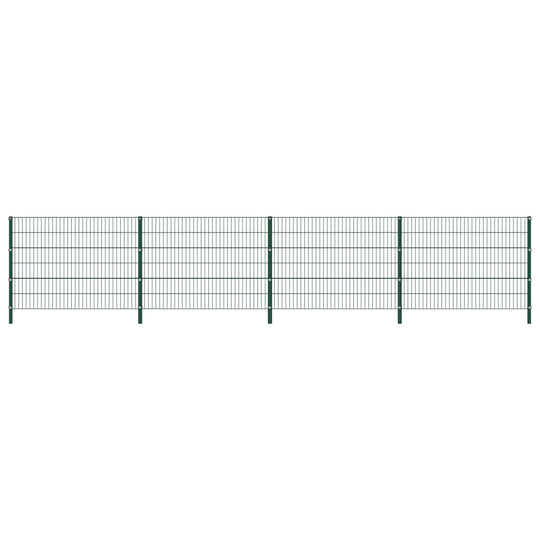 vidaXL Stängselpanel med stolpar järn 6,8x1,2 m grön