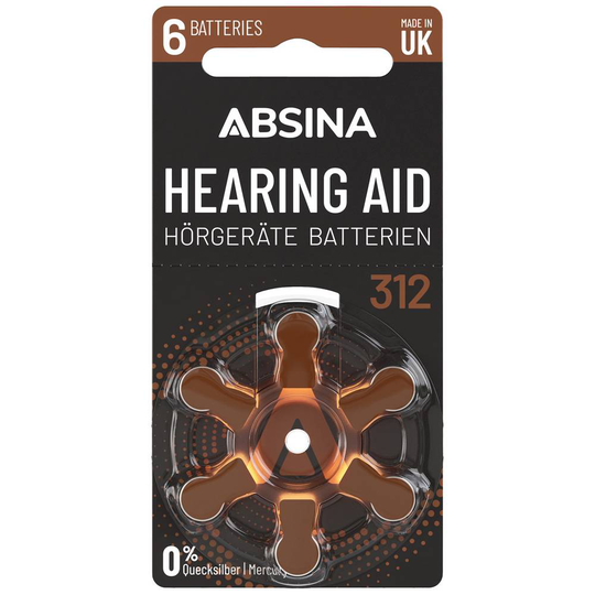 Absina PR41 Hörapparatbatterier ZA 312 Zink-luft 1.4 V 6 st