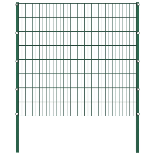Stängselpanel med stolpar järn 1,7x1,6 m grön