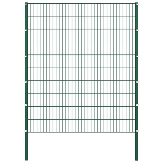 Stängselpanel med stolpar järn 1,7x2 m grön