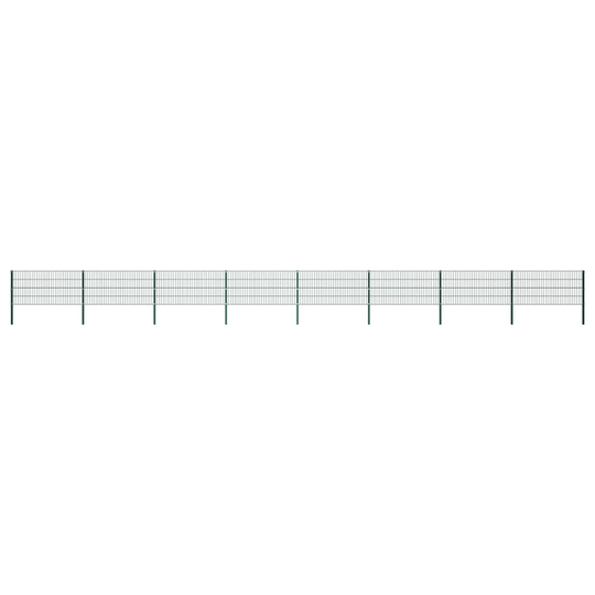Stängselpanel med stolpar järn 13,6x0,8 m grön