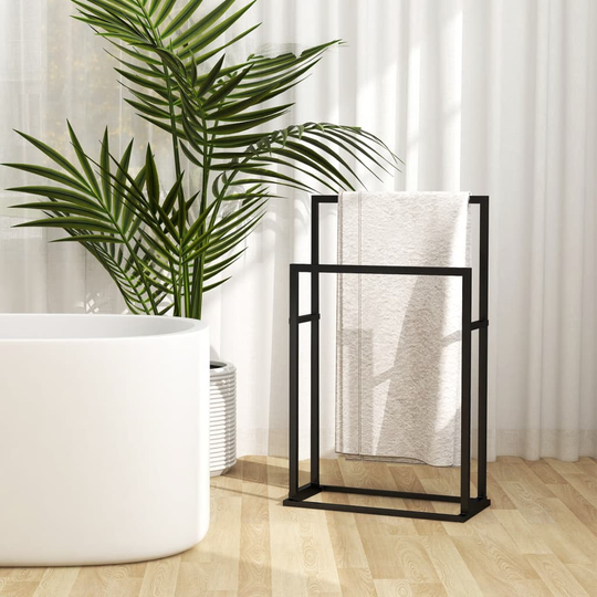 vidaXL Fristående handdukshängare svart 48x24x78,5 cm järn