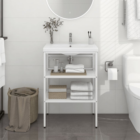 Ram för tvättställ vit 59x38x83 cm järn