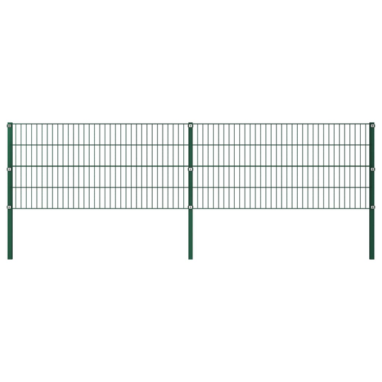 Stängselpanel med stolpar järn 3,4x0,8 m grön