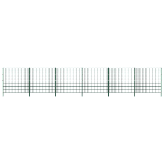 vidaXL Stängselpanel med stolpar järn 10,2x1,6 m grön